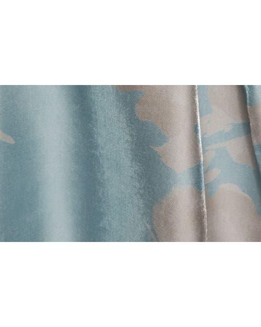 Donna Karan Blue Floral Print Strapless Satin Gown