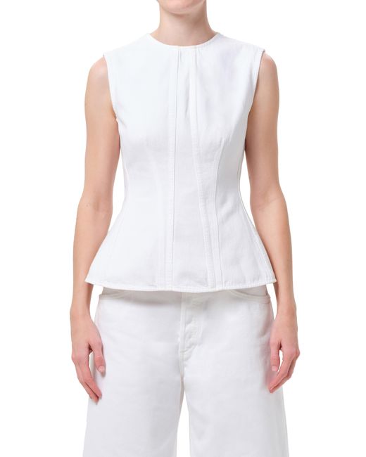 Agolde White Corbin Denim Shell Top