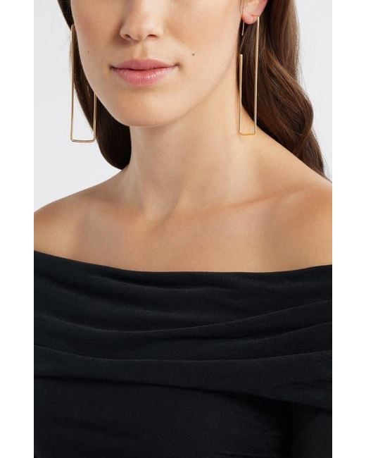 Open Edit White Rectangular Hoop Earrings