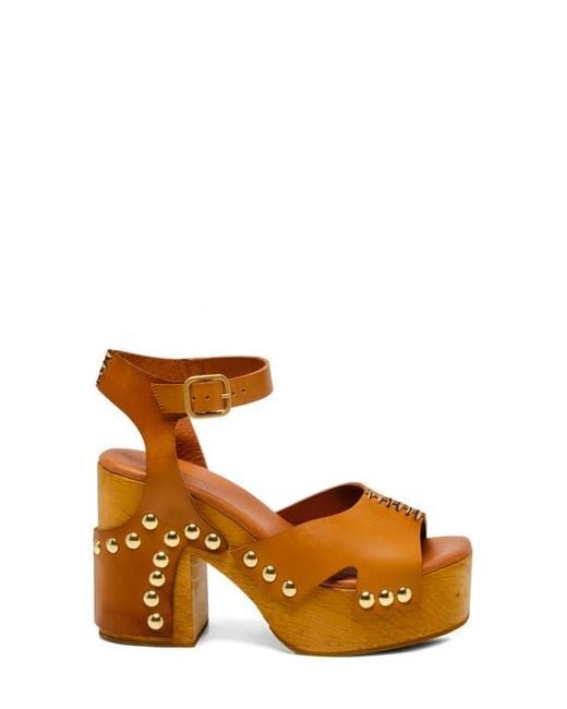 Free People Brown Cecily Ankle Strap Platform Sandal