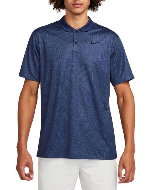 Nike Blue Dri-fit Victory+ Geo Print Golf Polo for men