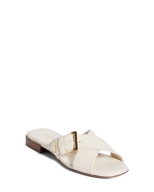 Prada White Square Toe Flat Sandal