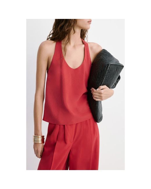 Mango Red Scoop Neck Top