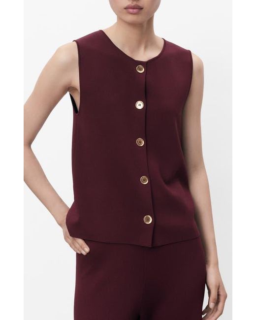 Mango Red Button Front Fine Knit Vest