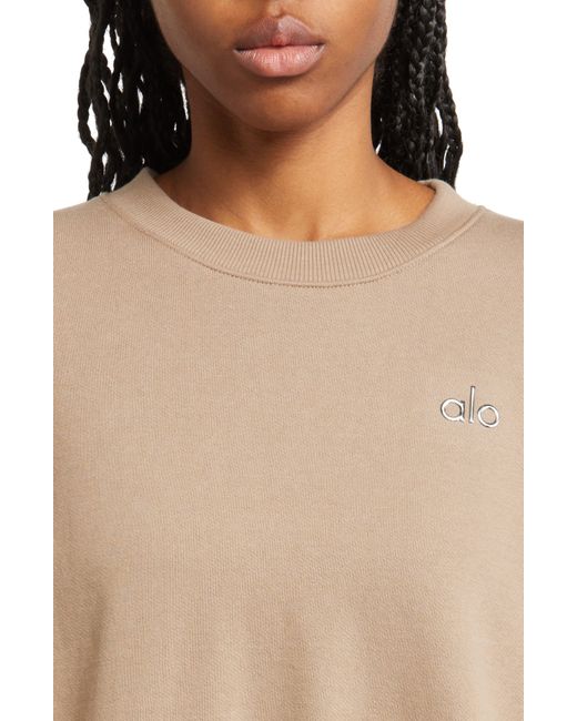 Alo Yoga Natural Accolade Crewneck Cotton Blend Sweatshirt