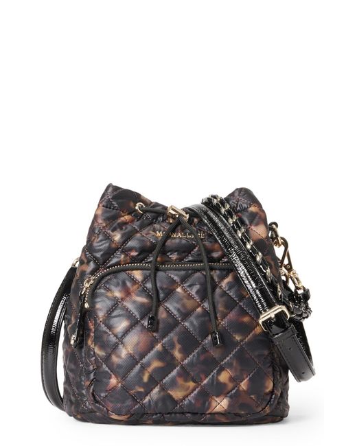 MZ Wallace Black Crosby Quilted Nylon Bucket Bag