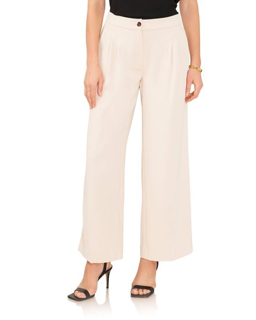 Vince Camuto Natural Pleated Wide Leg Trousers