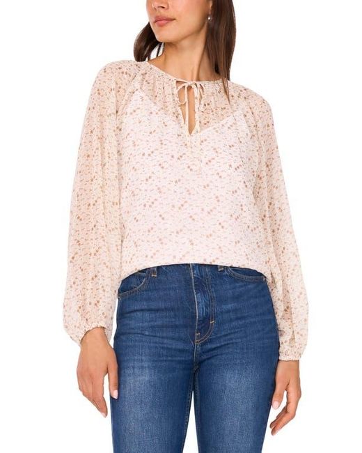 Vince Camuto Blue Abstract Print Long Sleeve Top