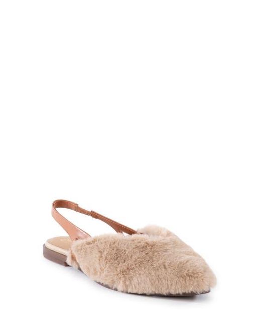 Seychelles Natural Faux Shearling Pointed Toe Slingback Flat