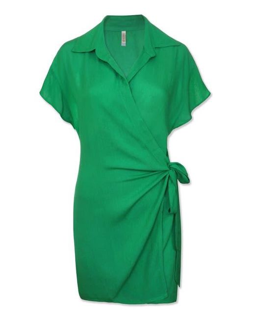 Helen Jon Green Flutter Sleeve Wrap Dress