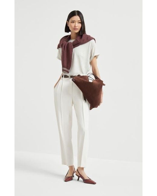 Brunello Cucinelli White Cashmere And Silk Lightweight Sweater