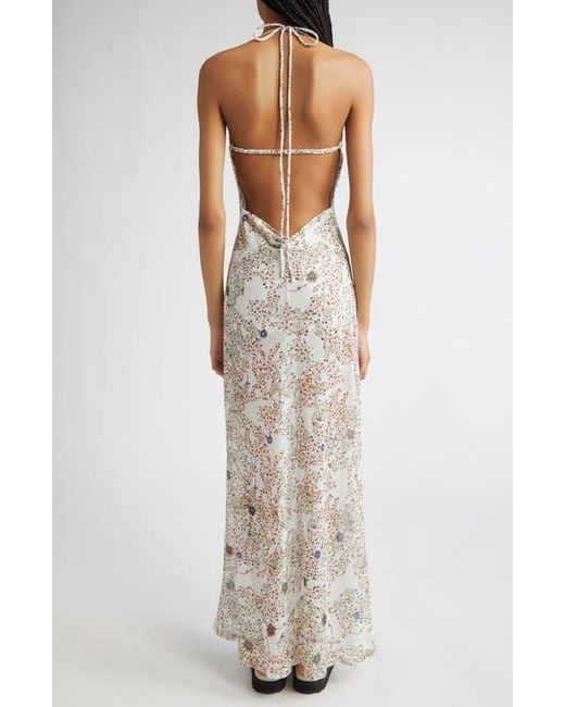 Siedres White Nensi Semisheer Open Back Maxi Dress