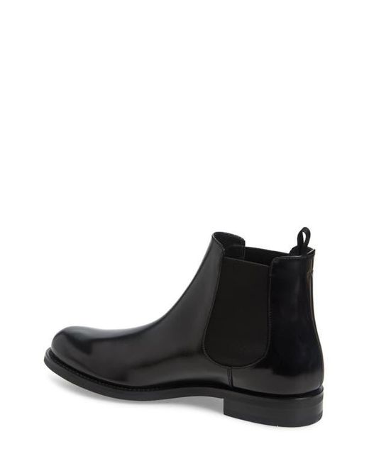 Prada Black Formale Spazzolato Chelsea Boot for men
