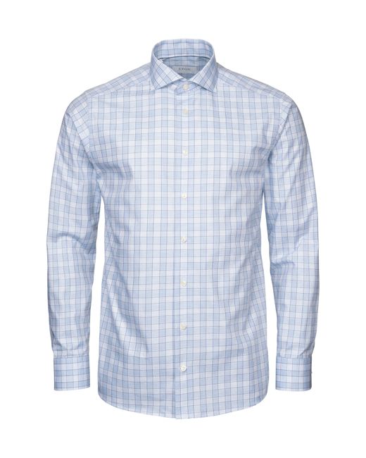 Eton of Sweden Blue Contemporary Fit Mélange Check Dress Shirt for men