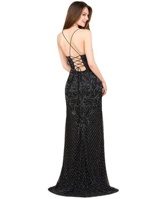 LARA New York Women's Black Lace Up Open Back Beaded Dress -  www.ice4pros.com.br