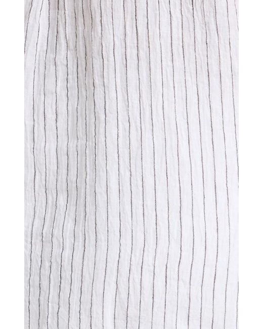 Eileen Fisher White Stripe Organic Linen Button-Up Shirt