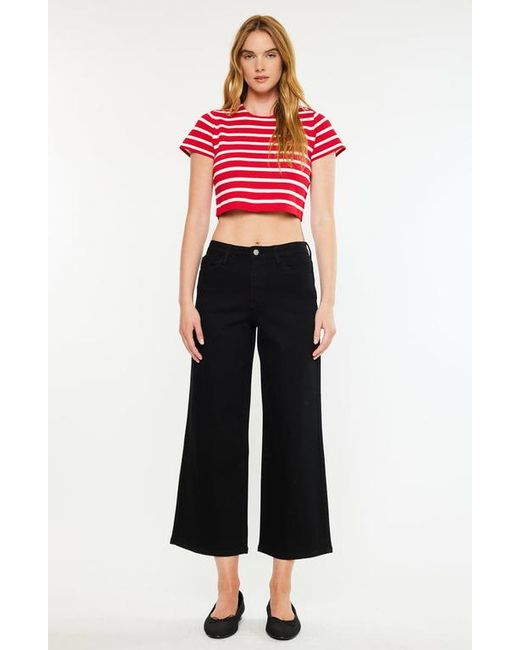 Kancan Black Shea High Rise Cropped Wide Leg Jeans