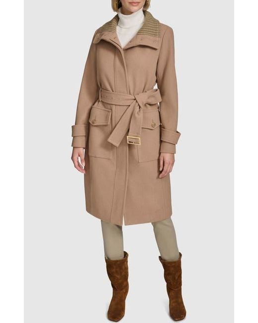 Andrew Marc Natural Scout Wool Blend Trench Coat