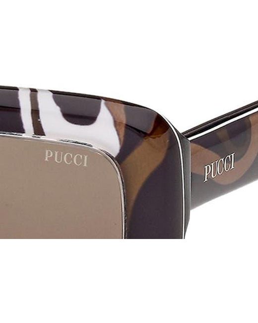 Emilio Pucci Brown 52Mm Rectangular Sunglasses