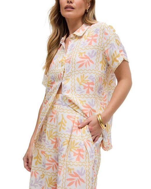 Raffya Natural Matisse Button Down Patchwork Floral Print Shirt