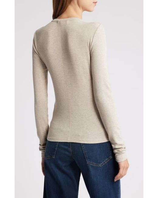 FRAME Blue Long Sleeve Shoulder Button T-Shirt