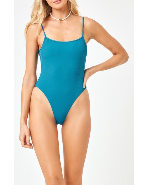 L*Space Blue Holly Rib One-piece Swimsuit
