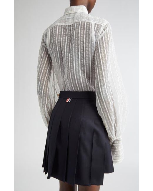 Thom Browne White Transparent Stripe Classic Button-Down Shirt