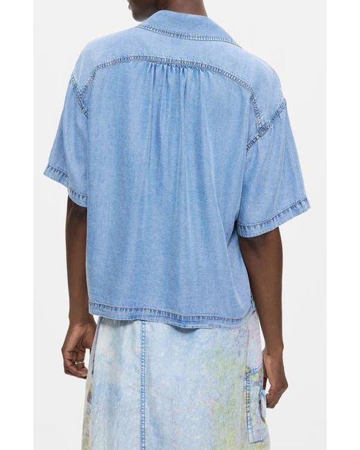 Desigual Blue Patchwork Denim Shirt