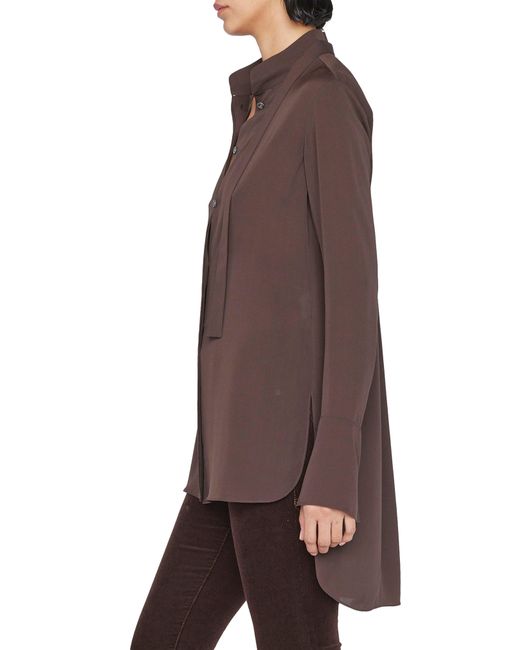 FRAME High-low Silk Tunic in Brown | Lyst