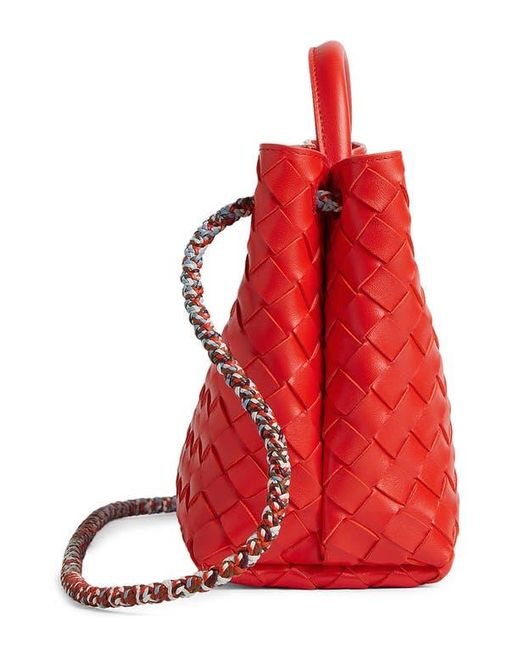 Bottega Veneta Red Small Andiamo Intrecciato Leather Shoulder Bag