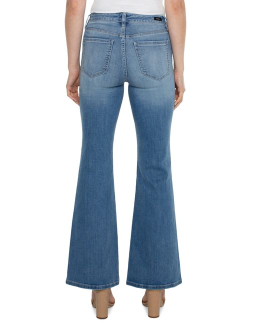 Liverpool Los Angeles Blue Hannah Flap Pocket Mid Rise Flare Jeans