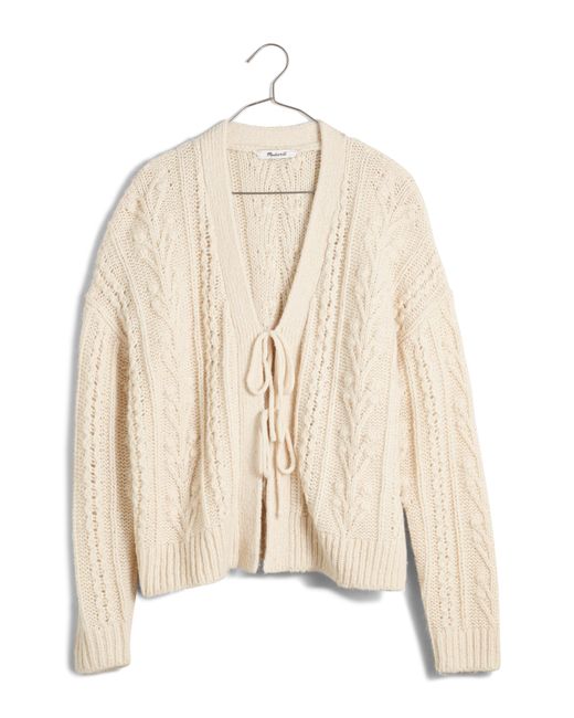 Madewell Cable Tie Front Cardigan Sweater in Natural Lyst