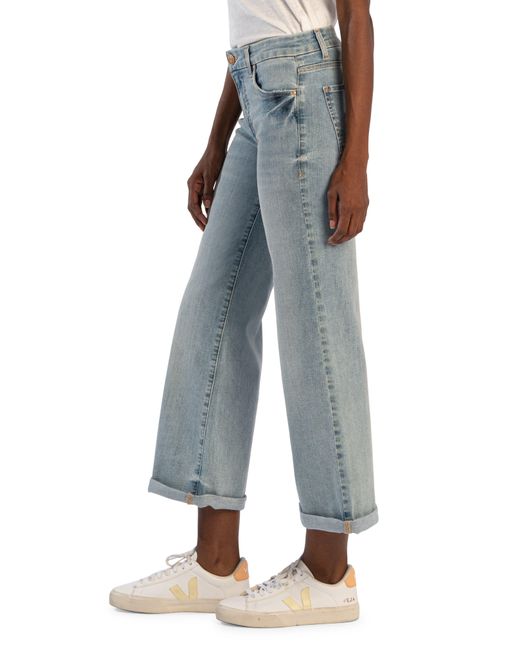 Kut From The Kloth Blue Meg Cuffed Mid Rise Ankle Wide Leg Jeans