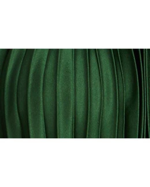 Julia Jordan Green Pleated Long Sleeve Satin Midi Dress
