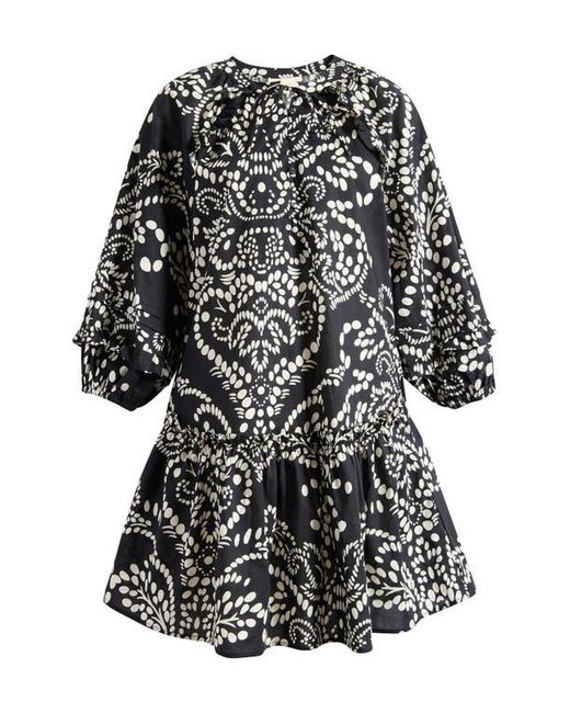 MELLODAY Black Print Poplin Minidress