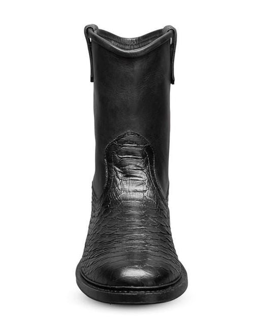 Allen Edmonds Black Dallas Roper Low Croc Embossed Western Boot for men