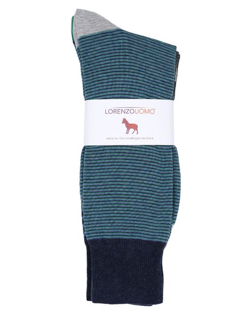Lorenzo Uomo Blue 3-pack Assorted Socks for men