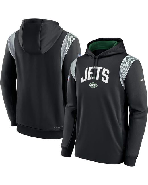 Nike Black New York Jets Sideline Athletic Stack Performance Pullover Hoodie for men
