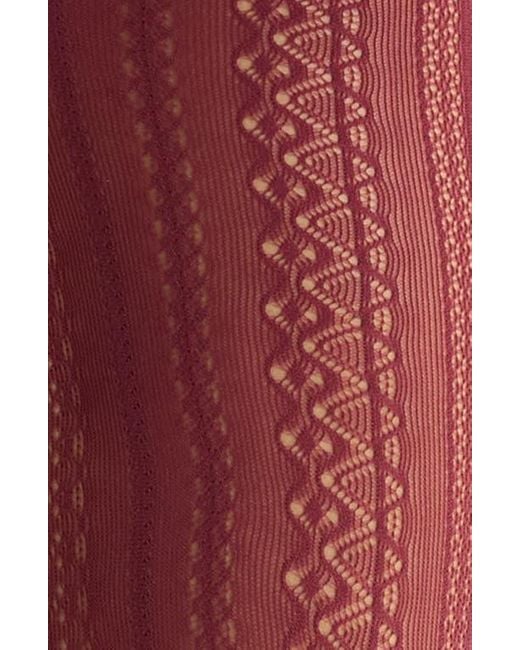 Nordstrom Red Vertical Pattern Mesh Tights