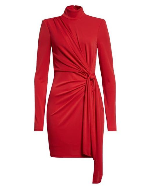 Cinq À Sept Red Joelene Knot Front Long Sleeve Knit Minidress