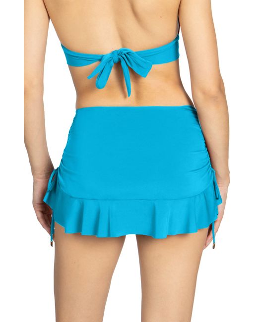 Robin Piccone Blue Aubrey Ruched Cover-up Miniskirt