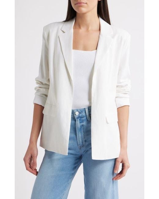 Steve Madden White Payton Linen Blend Blazer