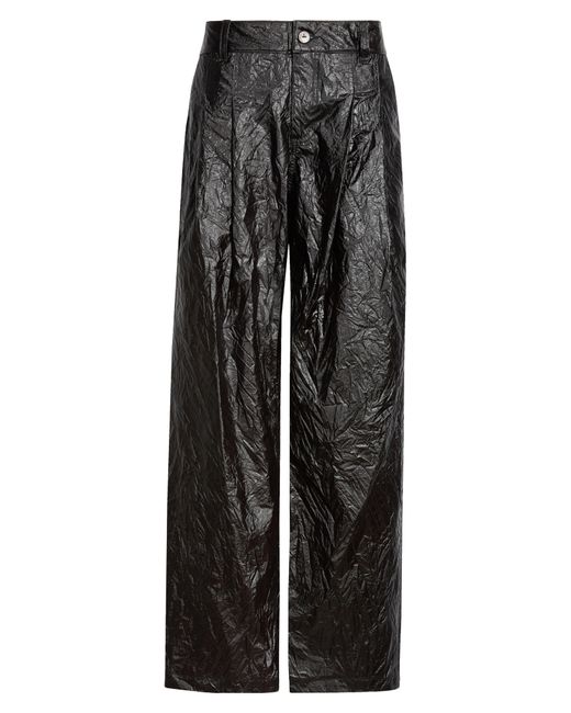 Eckhaus Latta Black Pleat Front Coated Nylon Pants