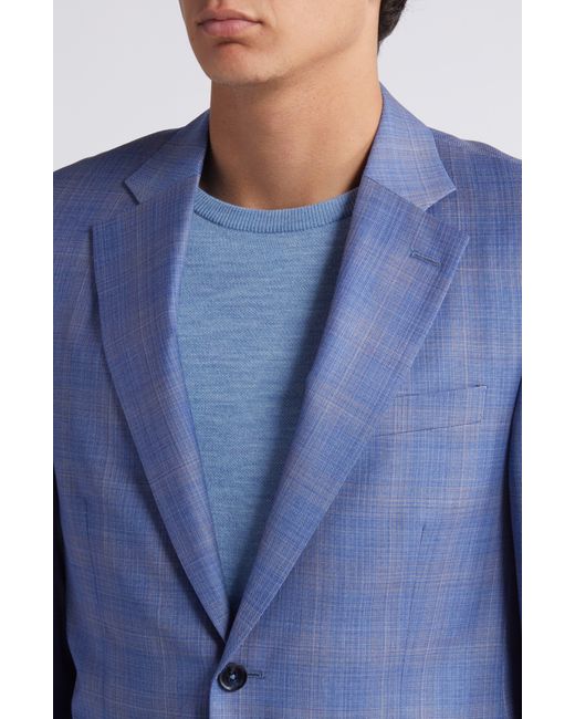 Peter Millar Blue Plaid Wool Sport Coat for men