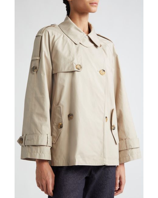 Max Mara Natural Double Breasted Water Resistant Short Swing Trench Coat