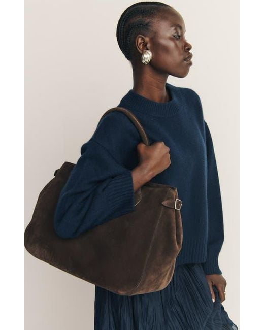 Reformation Black Large Patrizia Suede Satchel