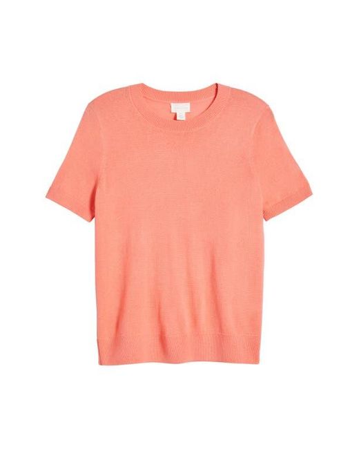 Caslon Red Short Sleeve Merino Wool Blend Crewneck Sweater