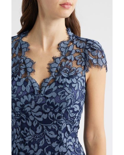 Eliza J Illusion Cap Sleeve Gown in Blue | Lyst Eliza J Illusion Cap Sleeve Gown in Blue | Lyst