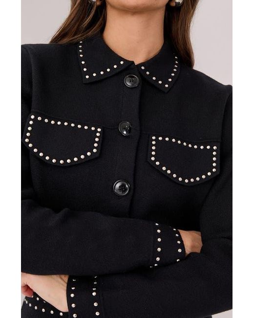 Nasty Gal Black Knitted Western Stud Detail Cardigan