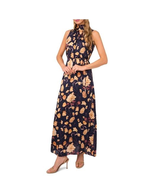 Ted Baker Women's Black Sleeveless Floral Bow Back Maxi Dress